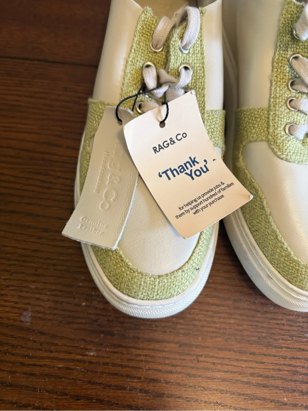 Rag & co Sneakers in Light Green fabric and White